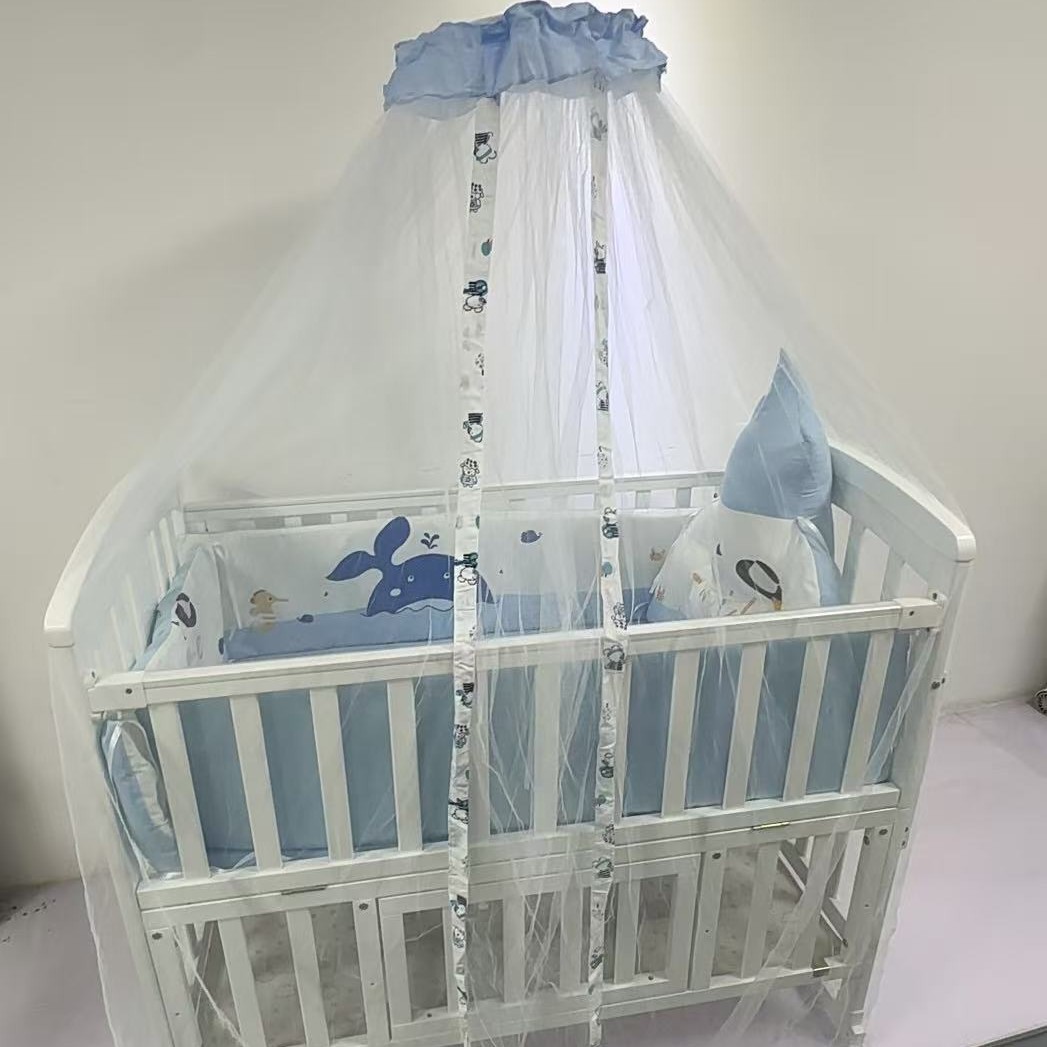 파란색 레이스 모기장 + 클립형 지지대
