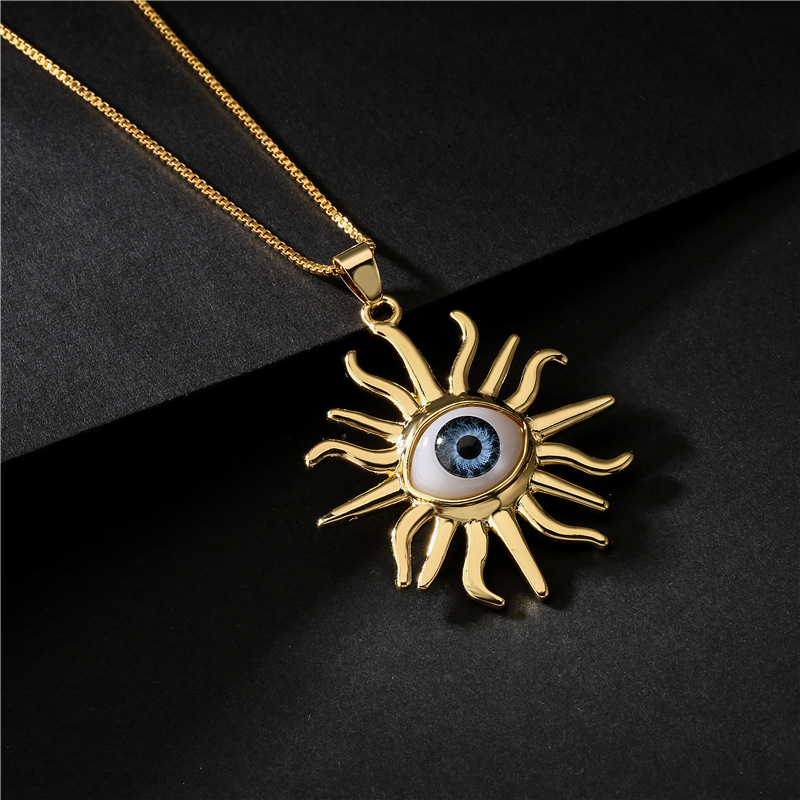 wholesale jewelry sun-eye shape pendant copper necklace nihaojewelry