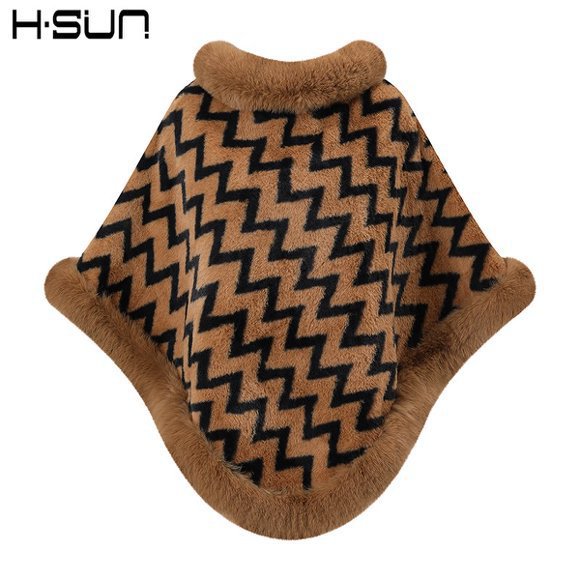 Capa tipo chal de otoño e invierno 2026, nueva bufanda de piel sintética de conejo, abrigo de punto para mujer, prenda exterior holgada y versátil. image 44