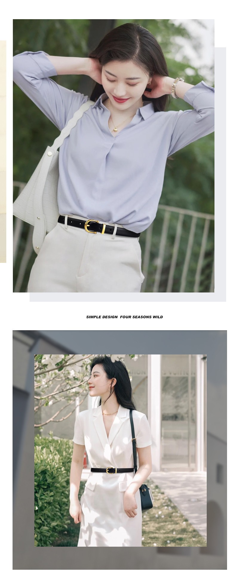 Women's Thin Leather Belt For Women Versatile Black Accessory_voghion.com