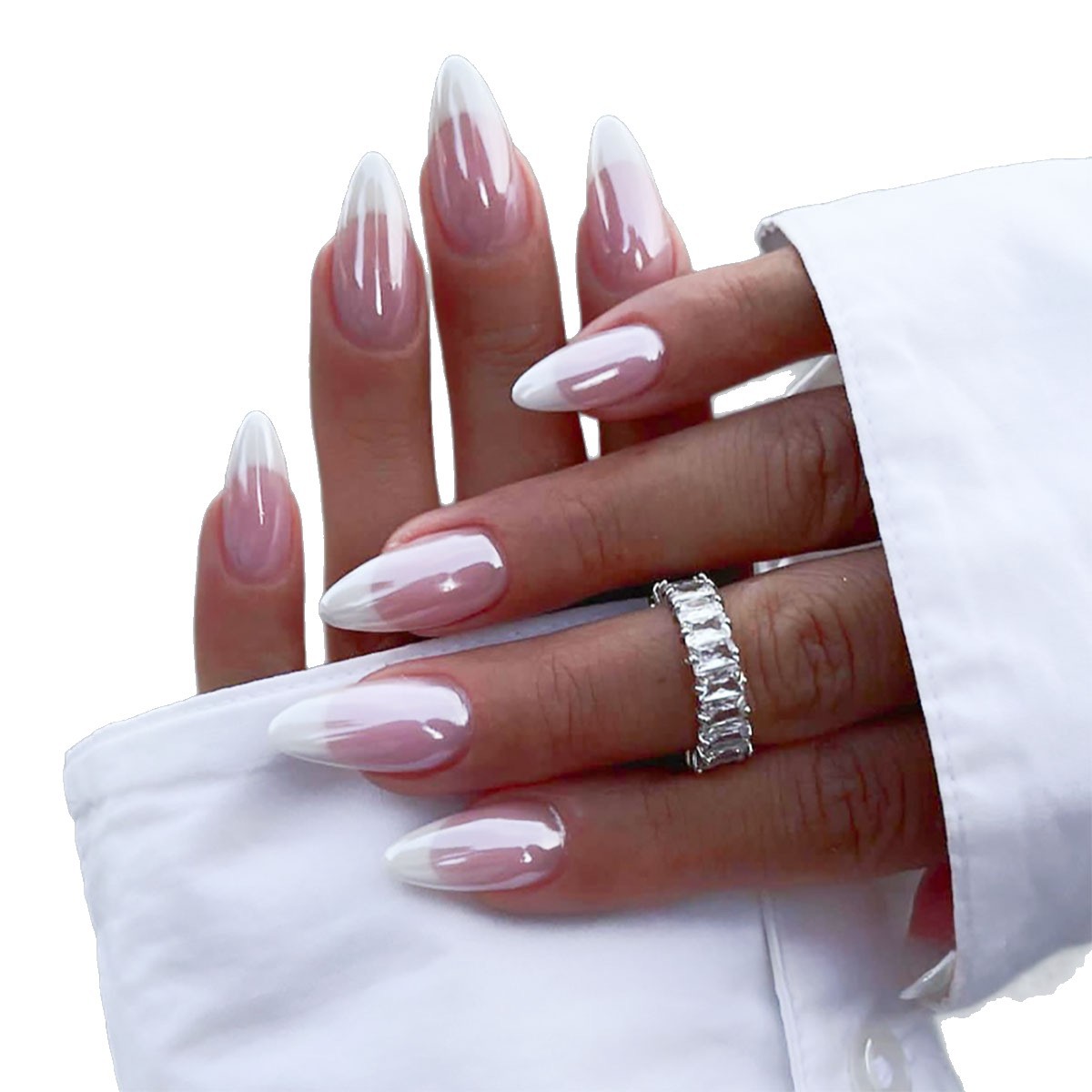 Armadura de vestir Almendras de longitud media Armadura de vestir blanca francesa simple Armadura de almendras Uñas postizas revestidas de uñas de alta calidad