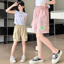 女童裤子2025夏装洋气热裤儿童中大童休闲山本工装裤夏天冰丝短裤