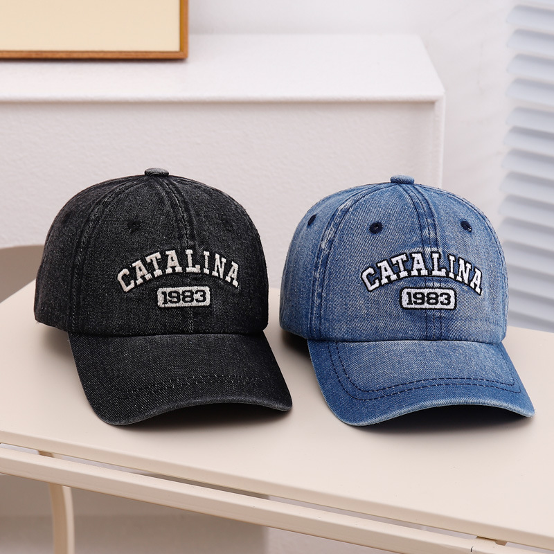 Sombreros infantiles de moda lavados primavera y verano bordados para niños y niñas tendencia coreana versátil sombrero de béisbol nuevo sombrero