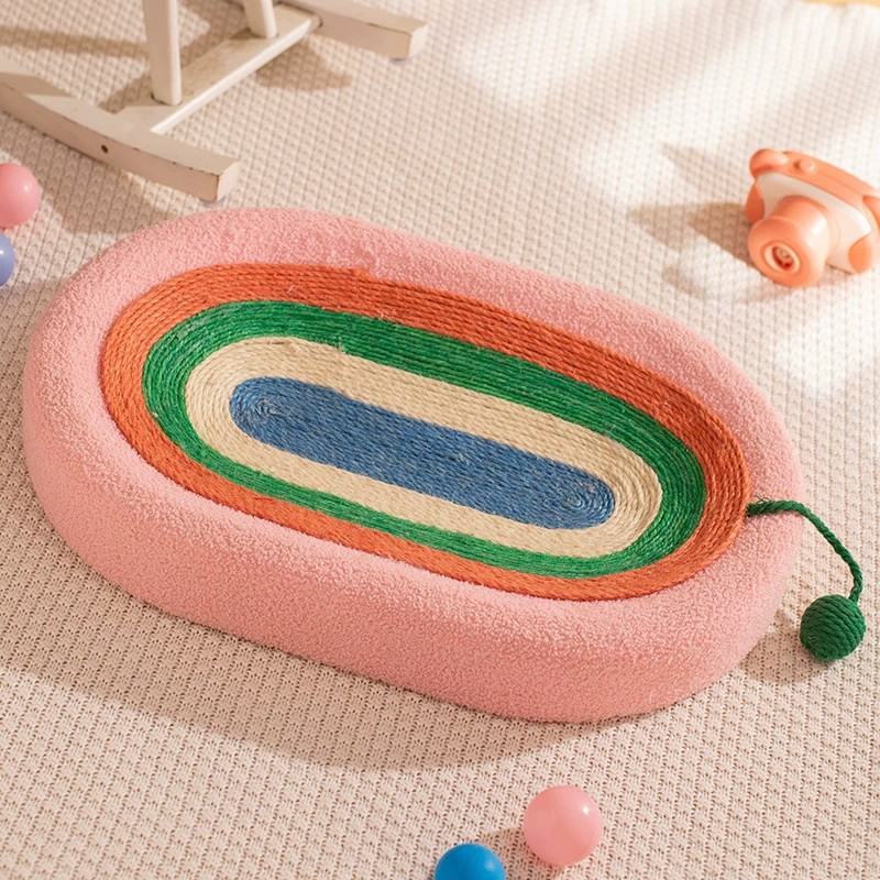 Sisal gato rascarse integrado tablero de arena para gatos resistente al desgaste anti-chip garra de gato resistente a los arañazos placa cuenca gato rascarse tablero oval gato pulido garra