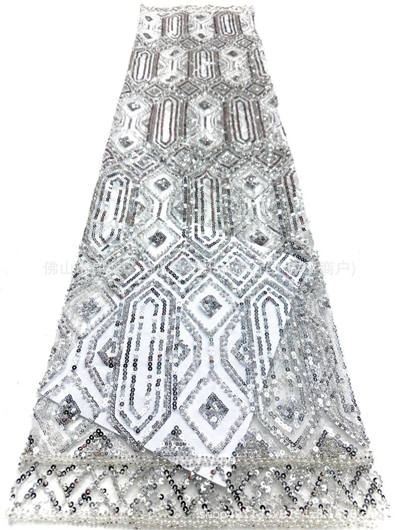 Oriente Medio Gaoding industria pesada bordada tela de brindis ropa de tela fábrica de venta directa de alta gama sequinilla bordada tela