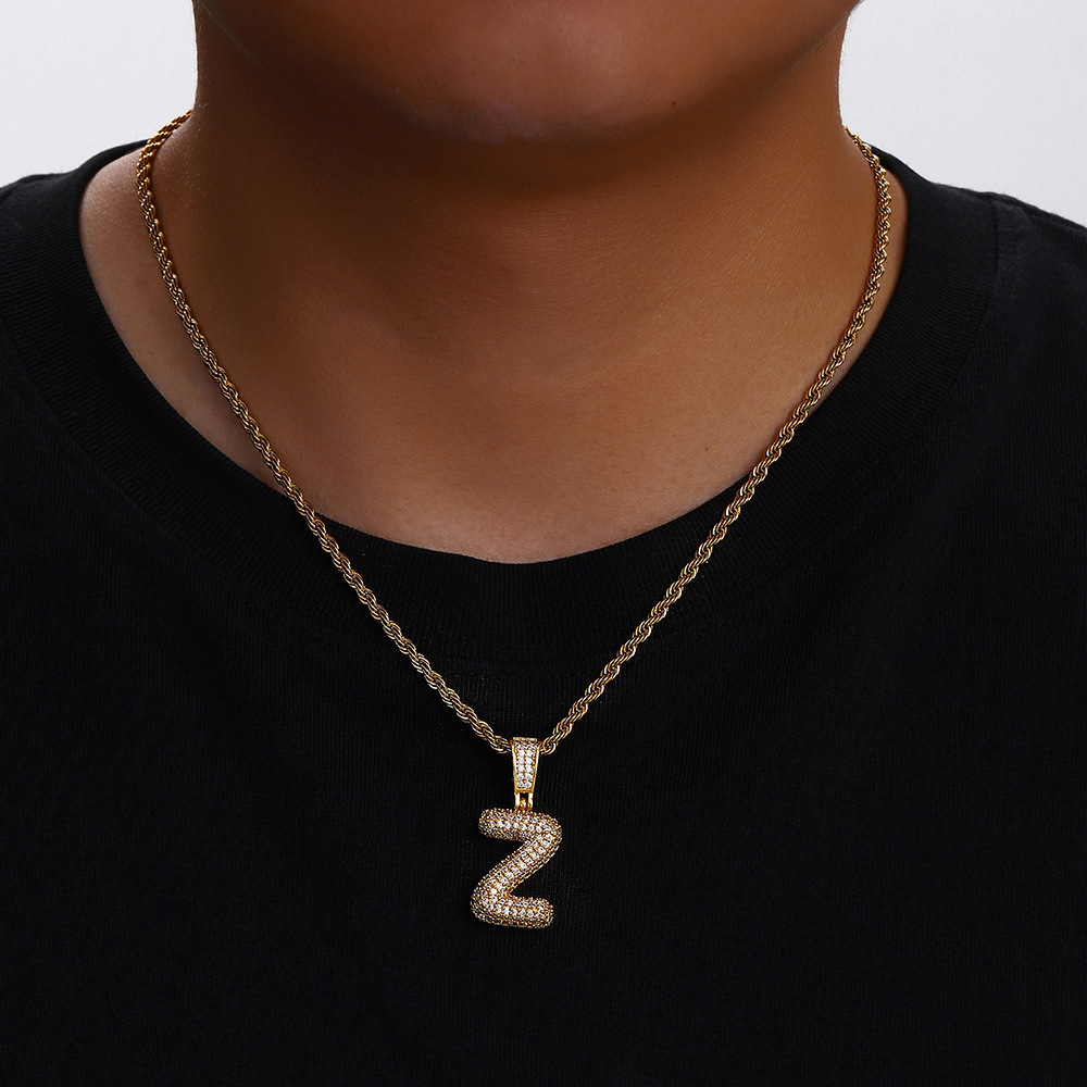 Nuevo cross-border 26 letras inglesas colgantes collares de bronce y piedra collares de moda simplista para hombres y mujeres