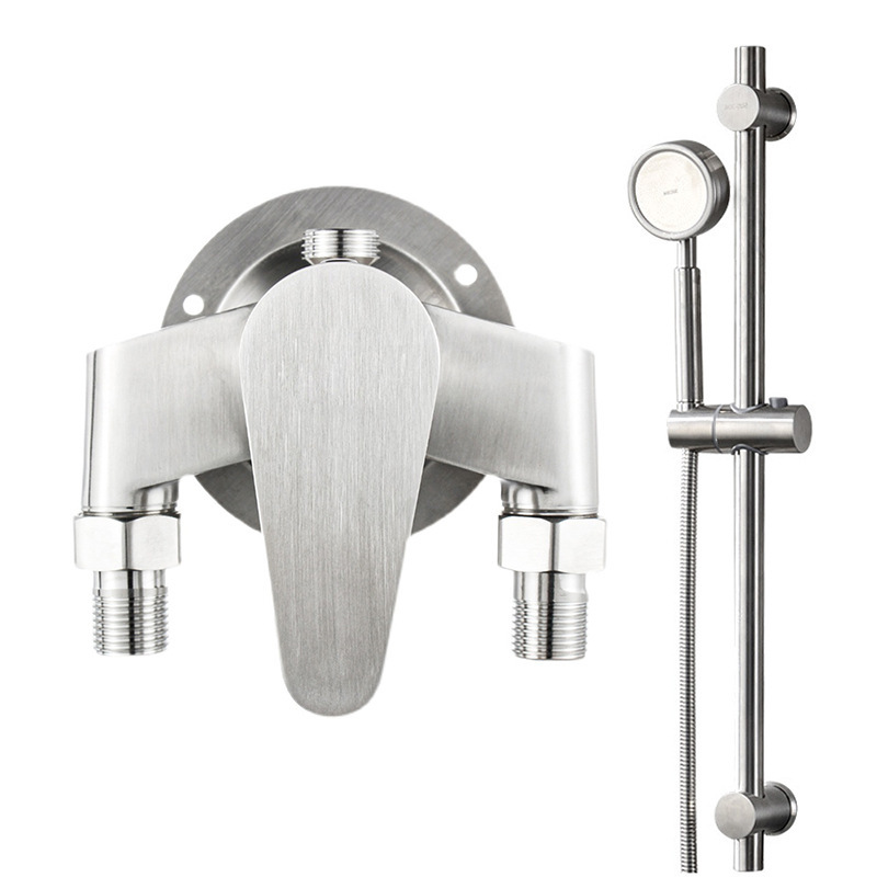 304 stainless steel surface mounted shower faucet triangle shower water heater mixing valve open tube hot and cold faucet
