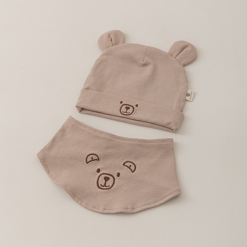 0-3 Mes recién nacido sombrero toallas de saliva set primavera y otoño algodón puro bebé recién nacido sombrero de bebé protector de la puerta