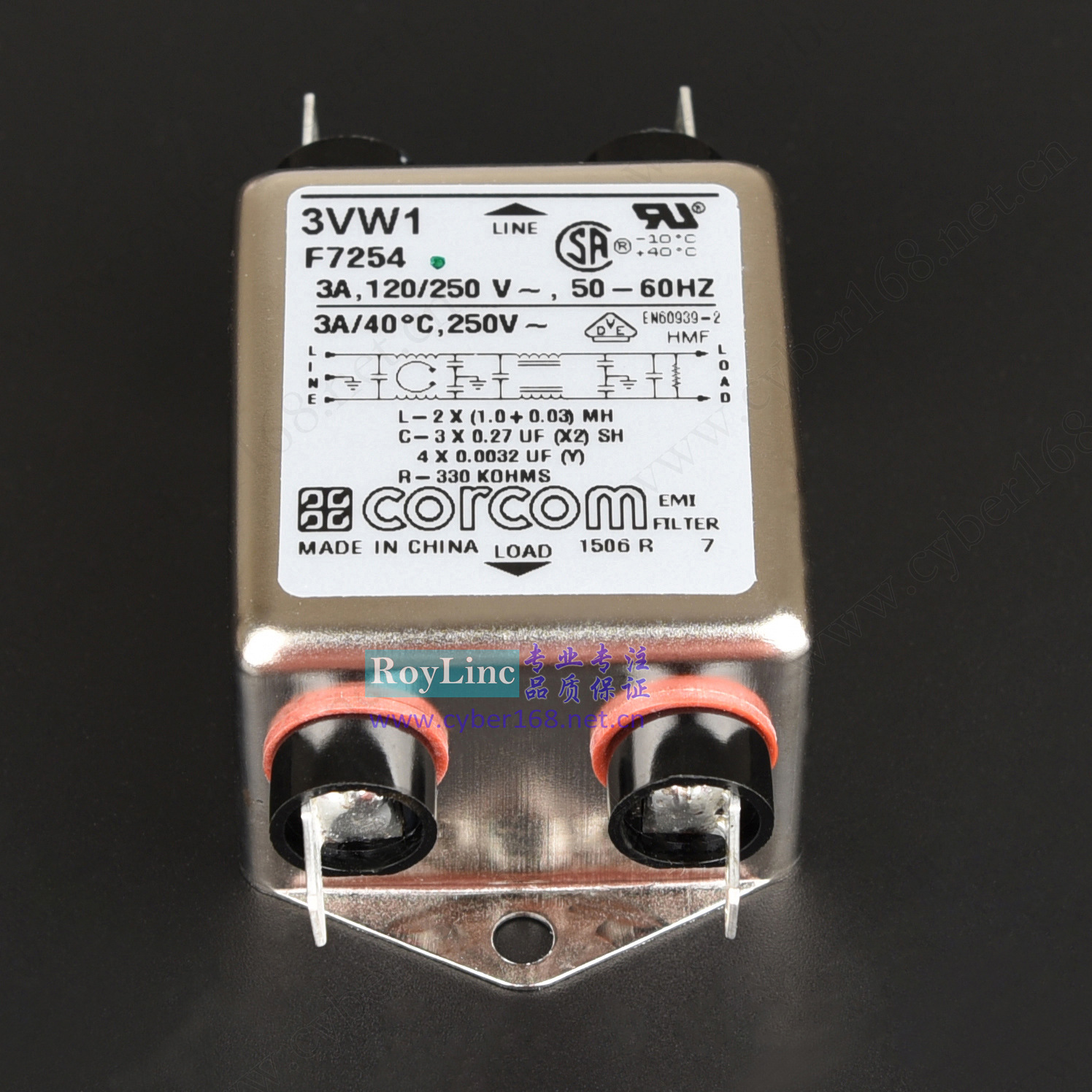 3VW1 V W系列 F7254 6609044-1 Corcom 3A 抗干扰VDE喷码机滤波器