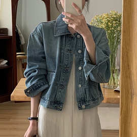 短款牛仔外套女春秋新款宽松显瘦设计感小众风夹克休闲上衣