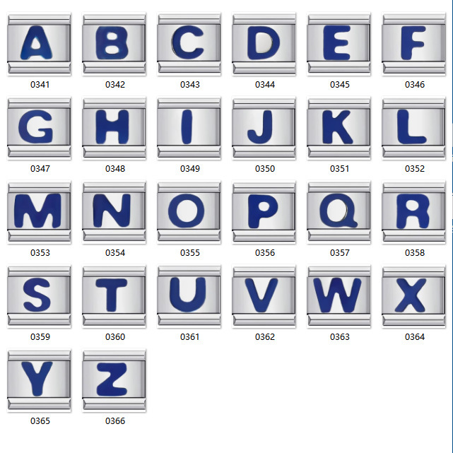 Blue 26 English Alphabet Italian Bracelet Module for 9mm AB-XYZ Stainless Steel Bracelet DIY Bracelet
