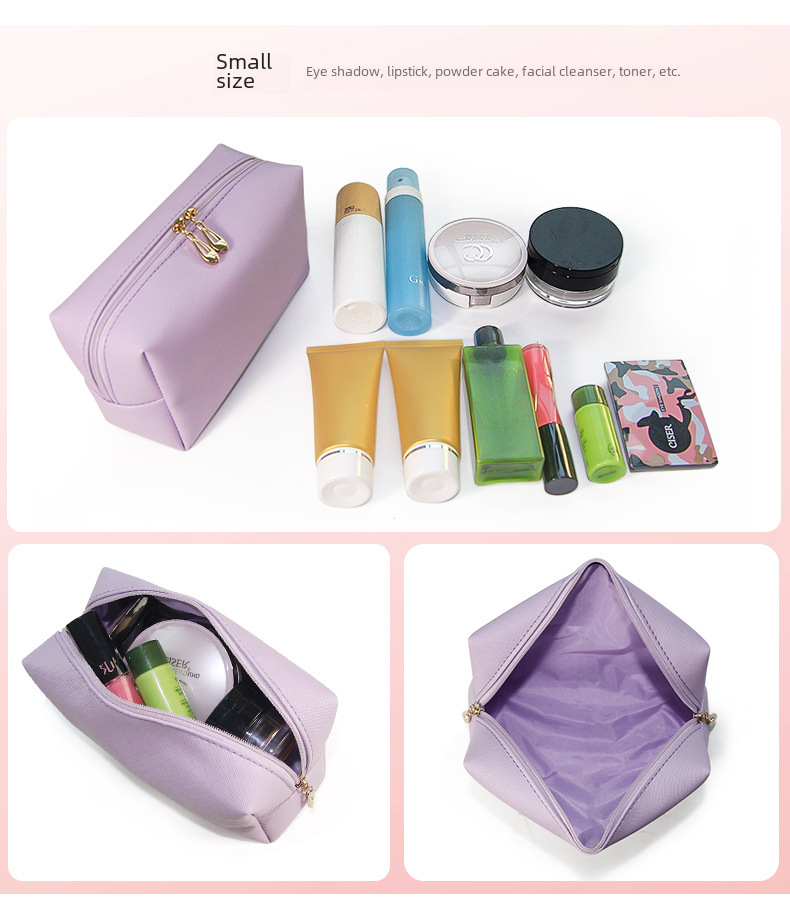 Cross-border Dopamine PU Leather Makeup Storage Octagonal Small Square Bag Simple Solid Color Gift Cosmetic Bag