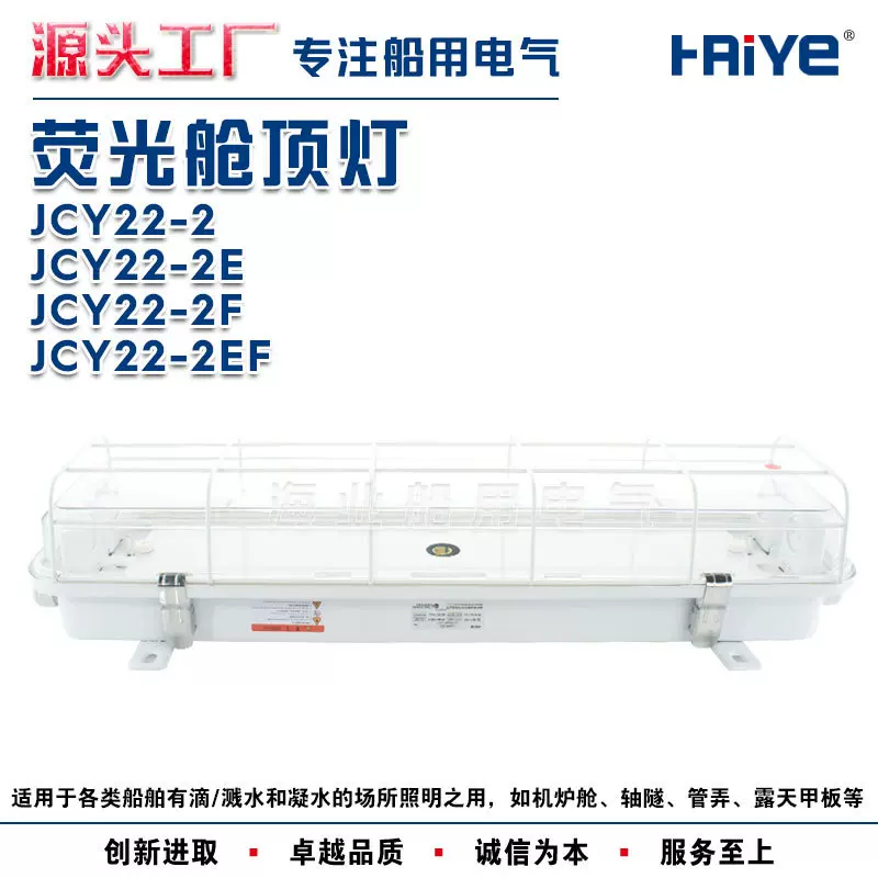 船用荧光舱顶灯JCY22-2/EF可配网罩应急双管机舱甲板照明吸顶灯