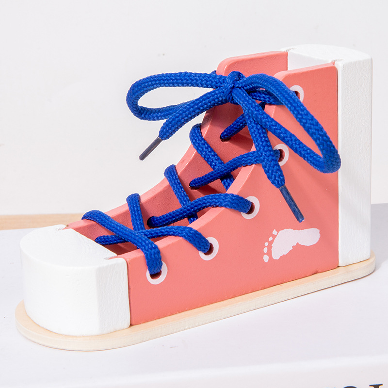 Material didáctico Montessori para aprender a atar cordones, práctica de atar cordones para bebés y niños, juguetes de educación temprana para áreas de jardín de infancia, zapatos.