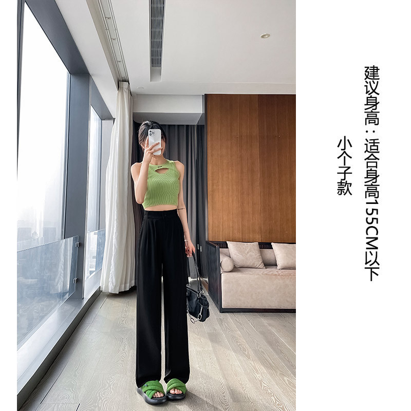 白いスーツパンツ、高級感のあるドレープ感、女性用春夏スーツパンツ、ダブルボタン、ハイウエスト、スリム、細身、ストレート、ワイドパンツ|undefined
