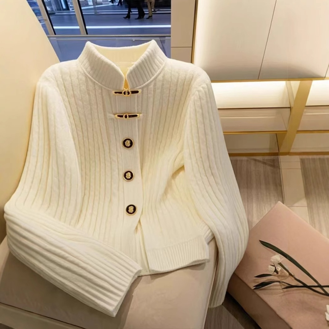 Dameskleding Herfst en winter high-end wear stijl gebreide vest tops voor vrouwen, unieke en mooie witte trui korte jas voor vrouwen_voghion.com