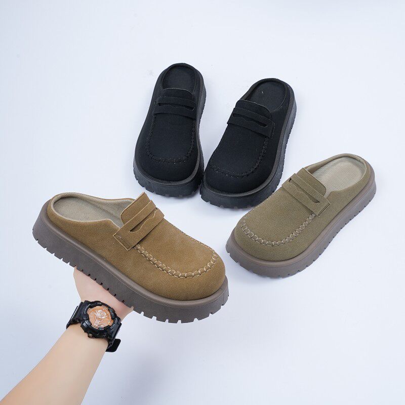 Dép bít mũi nam cỡ lớn đế dày chống trượt kiểu lười xỏ chân, da cao cấp — W5205 Xanh lá cây nhạt, W5205 thẻ, W5205 Đen chi tiết 10