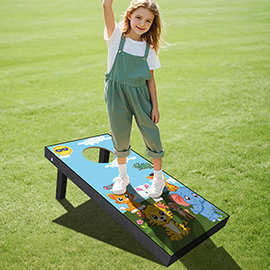 木质儿童沙包板彩色卡通图案投掷板聚会户外运动玉米洞投掷沙包板