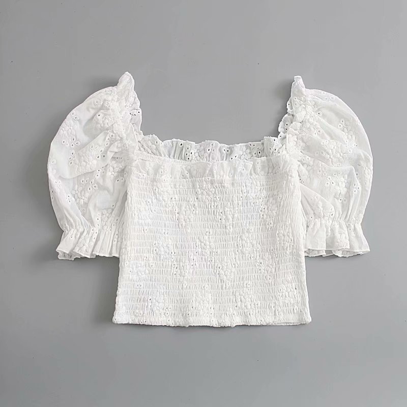 lace top ruffled blouse  NSAM31109