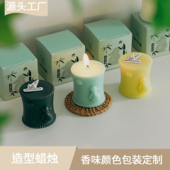 中秋節の新型ウサギの竹福中秋節の竹香薫ろうそくのギフトボックスの卸売りのお土産の手作りの形のワックス