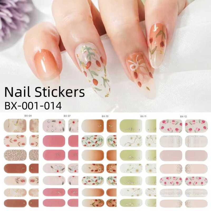 2025 Spring New Exam-Free Gel Manicure Stickers Flower Rose Small Fresh Nail Stickers College Student Manicure Stickers