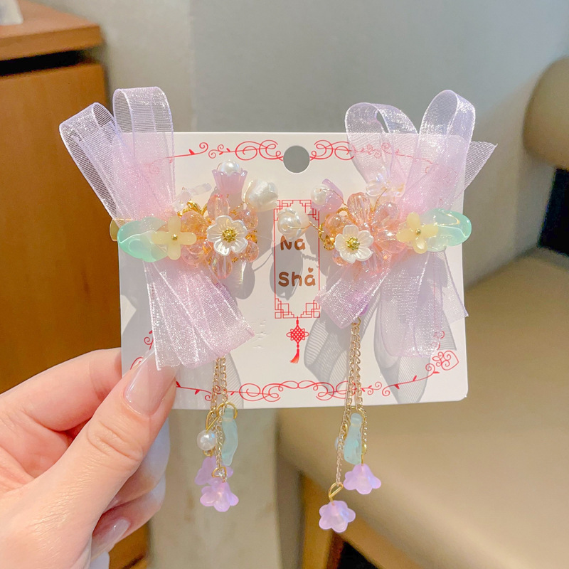 Chica de Hanfu tocado de los niños traje antiguo princesa borla horquilla estilo chino niña paso horquilla clip de pelo