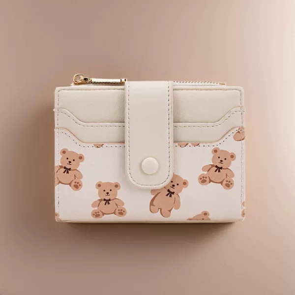 New Ladies Short Wallet Women High Sense Student Wallet Ins Women Fashion Pu Bear Wallet Women Wholesale