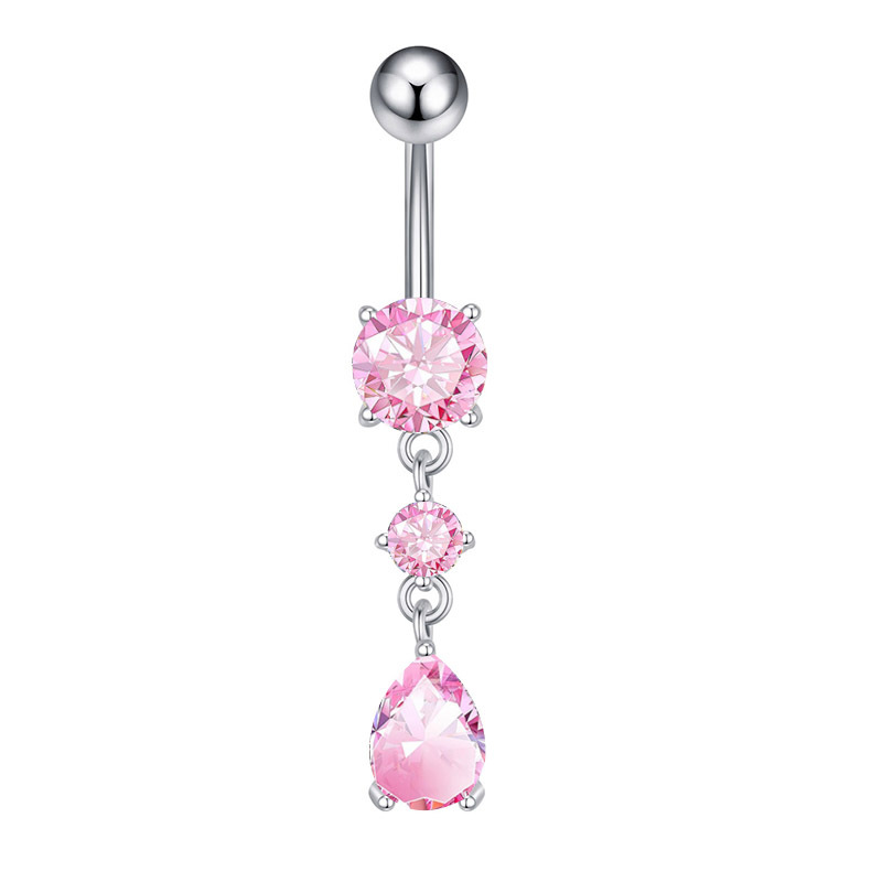 Piercing per ombelico da donna in acciaio inossidabile e rame, stile coreano, con micro intarsi in zircone a goccia d'acqua_voghion.com