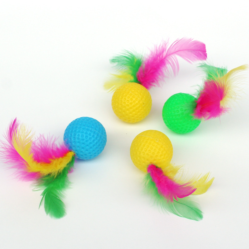 New Cat Self-play Toy Feather Golf Rustling Cat Teasing Ball Pet Supplies Wholesale display picture 1