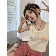 甜美杏色減齡背心吊帶女春夏新款韓系純欲風修身短款內搭無袖上衣