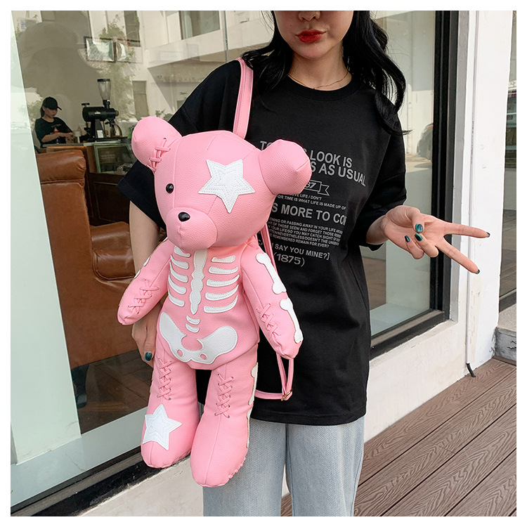 1350g Weight Nylon Lining Material Zipper Closure Type Double Shoulder Straps Strap Type Fashion Backpack Bags Type Casual, Travel Occasion Pu Leather Material Waterproof Function Women's Backpack Backpack Bear, Solid Color Pattern All Seasons Season Women's Gender Streetwear Style Oval Shape Medium Size Waterproof Bear Solid Color Casual Travel Women's Backpack 7