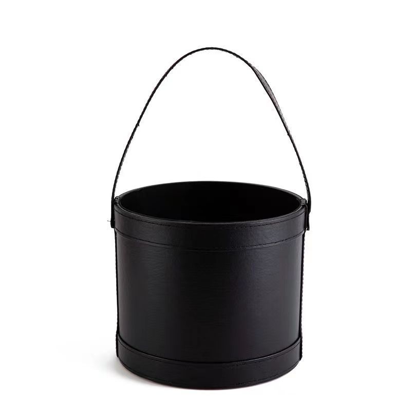 Caja de regalo complementaria, cubo para abrazos, cubo de cuero, caja de flores, caja de regalo redonda, cubo de arreglo floral coreano, caja de regalo de ramo de rosas del Día de San Valentín chino