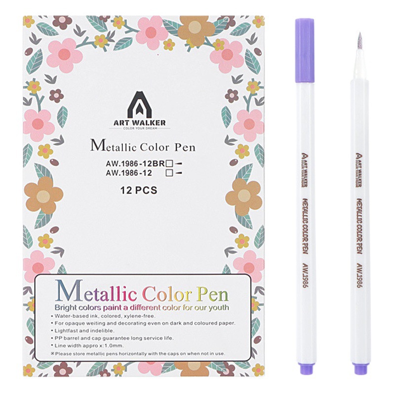 Metal acrílico rotulador cabeza suave 12 color metal pluma cabeza dura pintura pluma estudiante diario colorear pluma marcado pluma