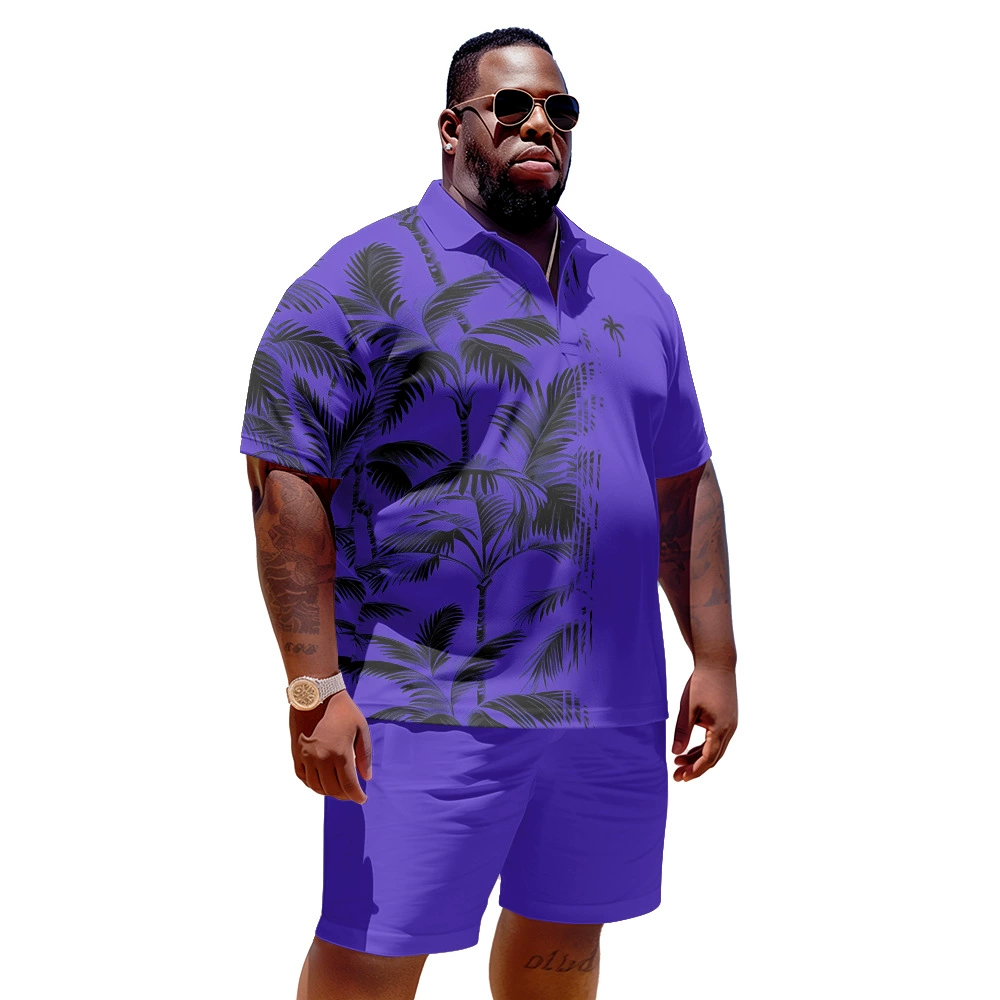 Polo, summer set, shorts, European style, oversize, with short sleeve, plus size