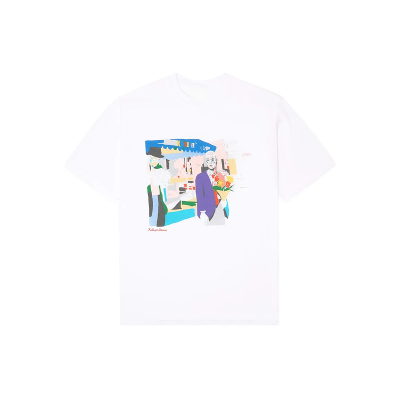26Th Summer New Men's Round Neck Short-Sleeved T-Shirt with City Street Scene Character Illustration Print, Childlike Artistic Style Top 26Th Summer New Men's Round Neck Short-Sleeved T-Shirt with City Street Scene Character Illustration Print, Childlike Artistic Style Top