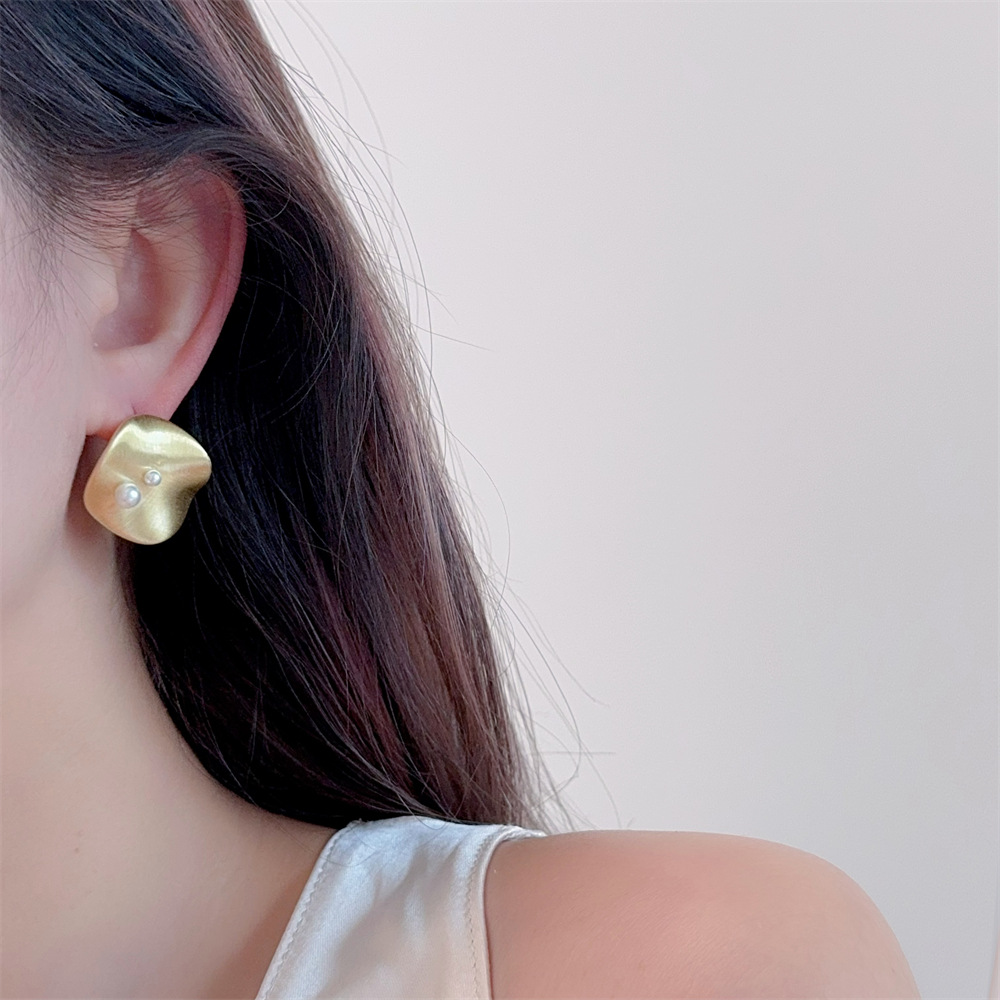 Copper Alloy Ear Needle Material 1 Pair IG Style Simple Style Geometric Plating Inlay Copper Pearl Ear Studs