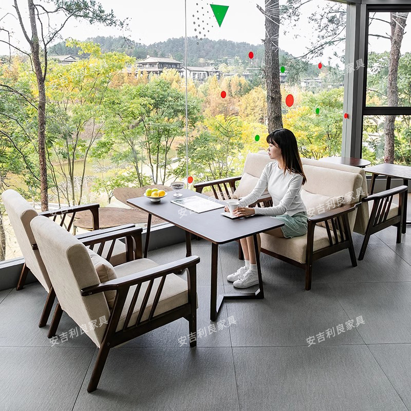 Trendy Café Tables and Chairs, Milk Tea Shop Sofa Set, Bar, Homestay, Bookstore, Tea House, Dining Booth for Commercial Use Trendy Café Tables and Chairs, Milk Tea Shop Sofa Set, Bar, Homestay, Bookstore, Tea House, Dining Booth for Commercial Use