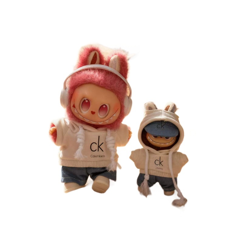 Tercera generación y cuarta generación de ropa de bebé labubu 17cm muñeca lindo trajes de ropa casual suéter
