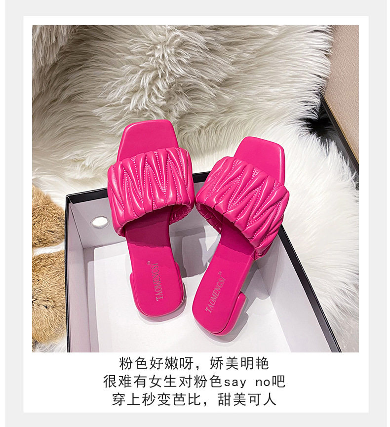 Dép lê nữ mùi vuông đế bằng chống trơn thoải mái đi ngoài trời — Màu Đen (không có chữ cái), Pink (không có chữ cái), Trắng sữa (không có chữ cái), Xanh sữa (không có chữ cái) chi tiết 12
