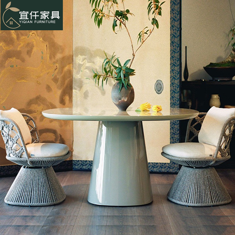 Nordic Outdoor Table and Chair Rotating Single Courtyard Garden Dew Balcony Round Table Outdoor Aluminum Alloy Leisure Rattan Chair Combination Nordic Outdoor Table and Chair Rotating Single Courtyard Garden Dew Balcony Round Table Outdoor Aluminum Alloy Leisure Rattan Chair Combination