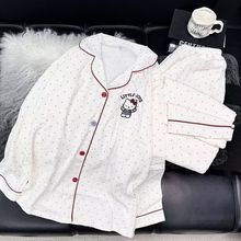 春秋季云朵棉睡衣女翻领长袖可爱KT猫韩版睡衣卡通少女套装家居服