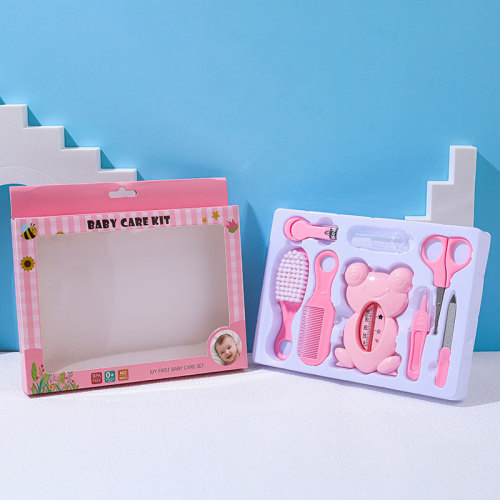 Baby Care Supplies Baby Bath Water Thermometer 8-Piece Set Baby Safety Soft Bristle Comb Brush Nail Trimmer