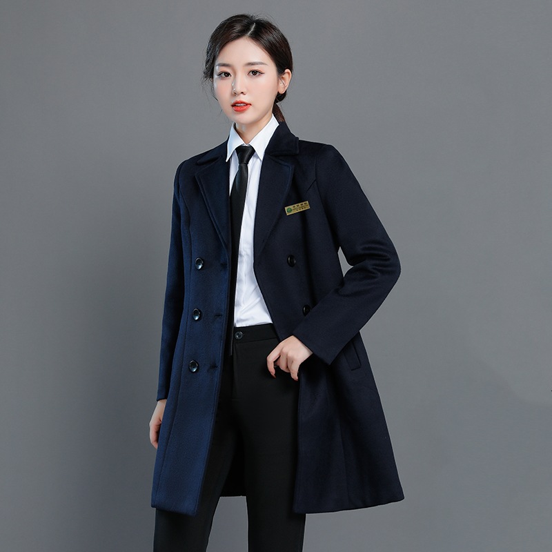 여성용 코튼 213 티베트 블루 더블 브레스트