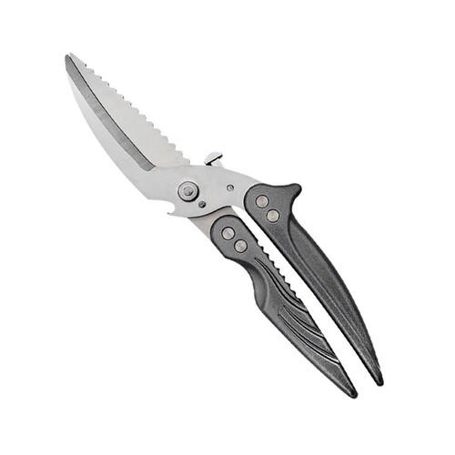 Wholesale all-steel kitchen scissors stainless steel multi-functional powerful chicken bone scissors automatic rebound barbecue household bone scissors