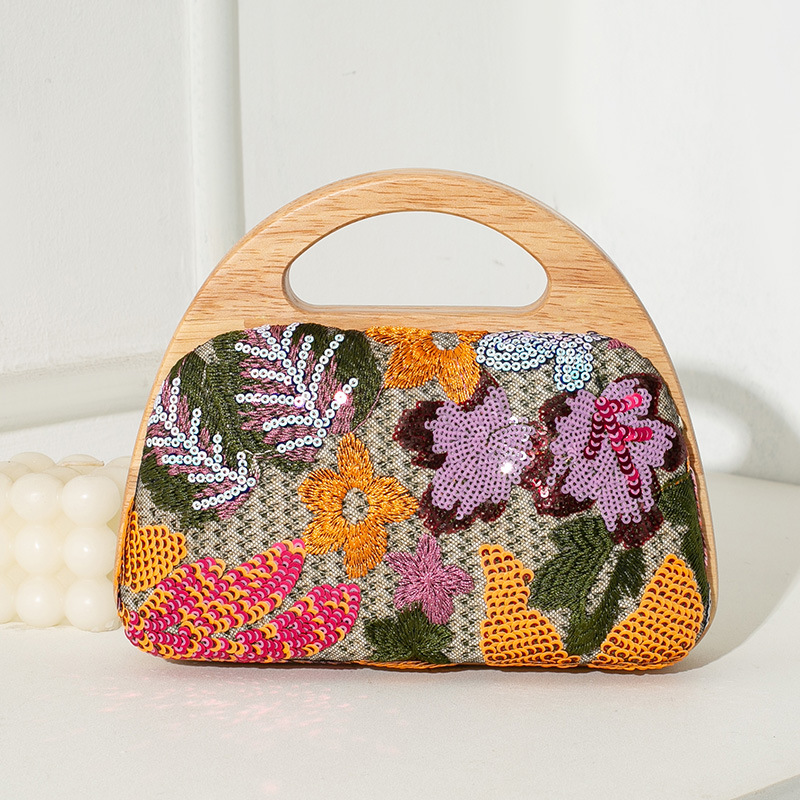 クロスボーダー新しい女性のイブニングバッグ無垢材ポータブルわら織りスプライシングメッシュ刺繍手作りチェーンクロスボディバッグ|undefined