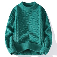 安洋男士圆领加厚毛衣秋冬装潮牌纯色针织毛衫保暖跨境专供线衣服