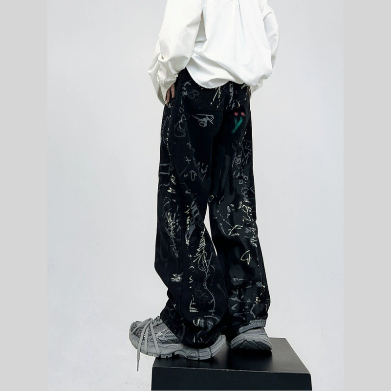 2025 мужские джинсы весна-осень новые узкие универсальные прямые повседневные длинные брюки модный корейский стиль эластичные повседневные длинные брюки