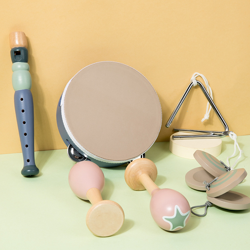 Educación temprana para niños simulación madera arena martillo campana sonajero castañuelas conjunto de instrumentos de percusión Orff juguetes educativos
