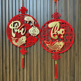 2025越南文字春节挂件植绒无纺布新年过年挂饰外贸现货爆款批发