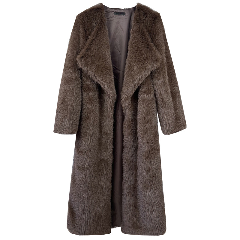 Women's Clothing Fur Toca Coat Korean Style Solid Color Women's Long Lapel Coat_voghion.com